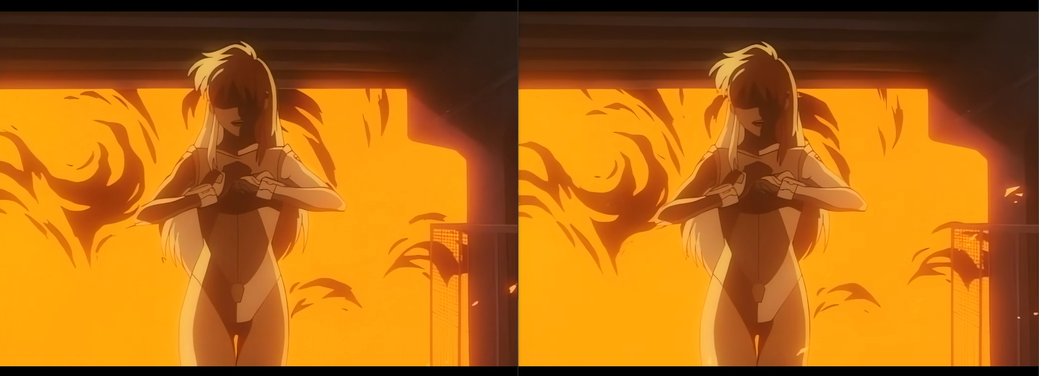 The left image encoding is a very sharp result but has slight blockiness from the encoding pass. The right image has none.
